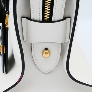 Black & White Saffiano Leather Esplanade Satchel Bag