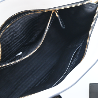 Black & White Saffiano Leather Esplanade Satchel Bag