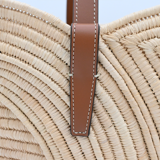 CELINE | Classic Panier Raffia & Leather Tote Bag with Removable Pouch
