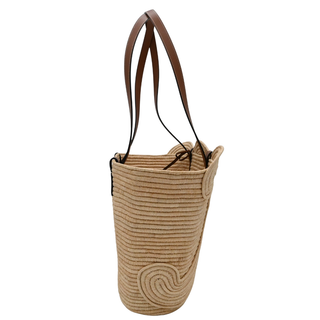 CELINE | Classic Panier Raffia & Leather Tote Bag with Removable Pouch