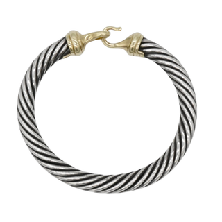 Sterling Silver & 14K Gold Buckle Classic Cable Bracelet