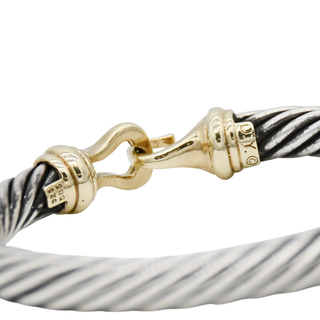 Sterling Silver & 14K Gold Buckle Classic Cable Bracelet