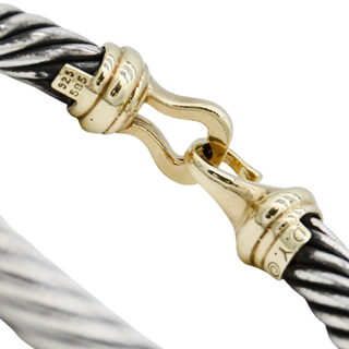 Sterling Silver & 14K Gold Buckle Classic Cable Bracelet