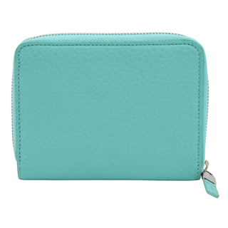 Tiffany Blue Leather Zip Business Card Wallet