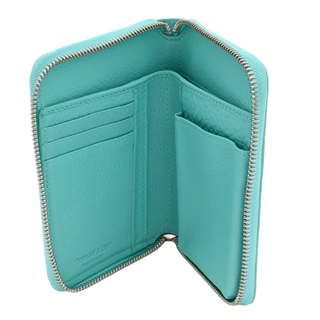 Tiffany Blue Leather Zip Business Card Wallet