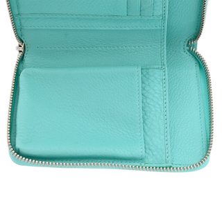Tiffany Blue Leather Zip Business Card Wallet