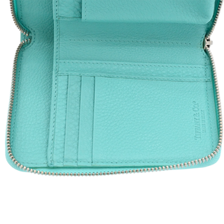 Tiffany Blue Leather Zip Business Card Wallet