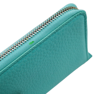 Tiffany Blue Leather Zip Business Card Wallet