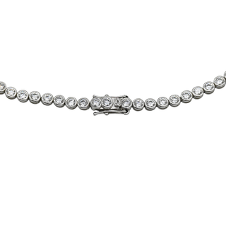 Silver CZ Bezel Tennis Necklace