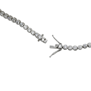 Silver CZ Bezel Tennis Necklace
