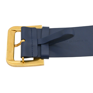 Navy Leather Logo Belt