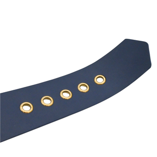 Navy Leather Logo Belt