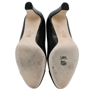 Black Leather CC Cap Toe Pumps