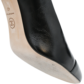 Black Leather CC Cap Toe Pumps