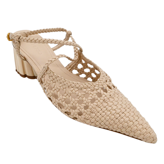 Blush Pink Woven Wedge Heels