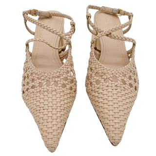 Blush Pink Woven Wedge Heels