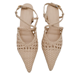 FARM RIO | Blush Pink Woven Wedge Heels