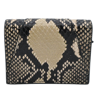 Black & Beige Python Embossed Leather V Logo Wallet
