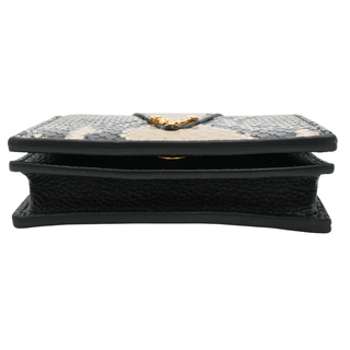 Black & Beige Python Embossed Leather V Logo Wallet