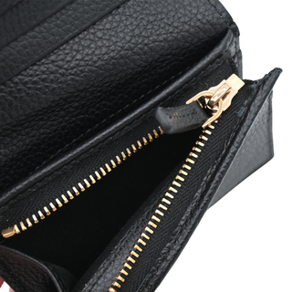 Black & Beige Python Embossed Leather V Logo Wallet
