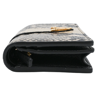 Black & Beige Python Embossed Leather V Logo Wallet
