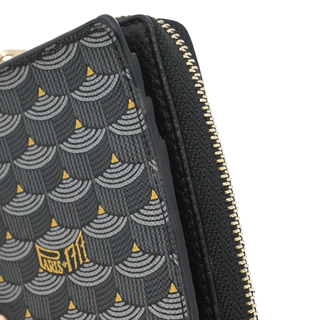 Daily Battle Black & Gray Coated Canvas Zip Around Wallet