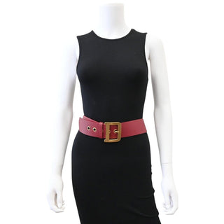 Dark Red Leather Logo Belt