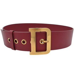 Dark Red Leather Logo Belt