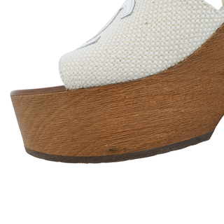 Ivory Woven CC Wooden Platform Sandals