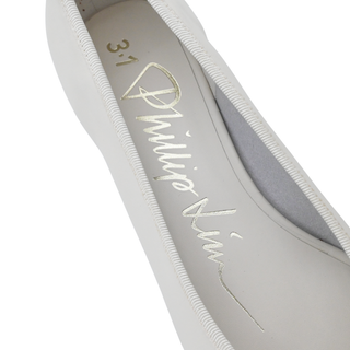 White Leather ID Soft Ballerina Pumps