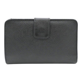 PRADA | Black Leather Zip Around Snap French Wallet