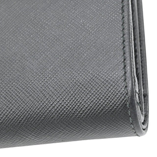 PRADA | Black Leather Zip Around Snap French Wallet