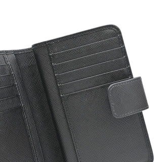 PRADA | Black Leather Zip Around Snap French Wallet