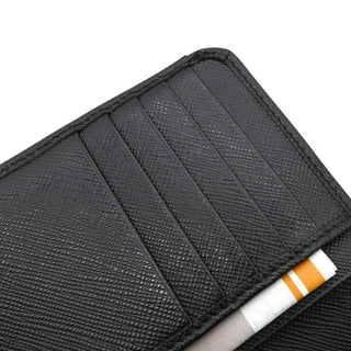 PRADA | Black Leather Zip Around Snap French Wallet