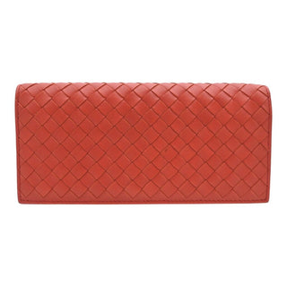 BOTTEGA VENETA | Muted Red-Orange Intrecciato Leather Bifold Continental Wallet