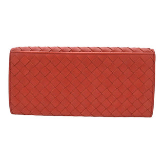 BOTTEGA VENETA | Muted Red-Orange Intrecciato Leather Bifold Continental Wallet