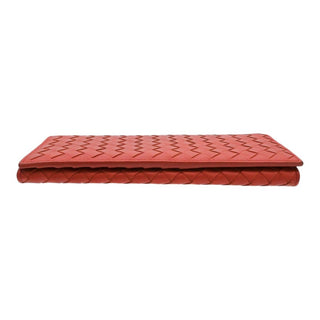 BOTTEGA VENETA | Muted Red-Orange Intrecciato Leather Bifold Continental Wallet