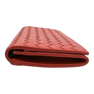 BOTTEGA VENETA | Muted Red-Orange Intrecciato Leather Bifold Continental Wallet