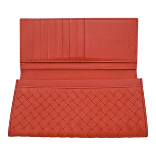 BOTTEGA VENETA | Muted Red-Orange Intrecciato Leather Bifold Continental Wallet