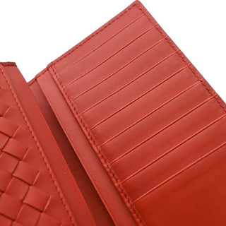 BOTTEGA VENETA | Muted Red-Orange Intrecciato Leather Bifold Continental Wallet