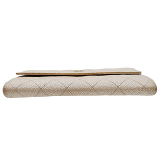 CHANEL | Nude Pearly Quilted Caviar Leather Continental Wallet