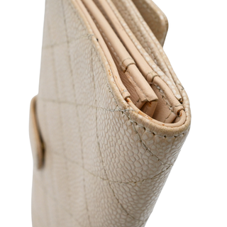 CHANEL | Nude Pearly Quilted Caviar Leather Continental Wallet
