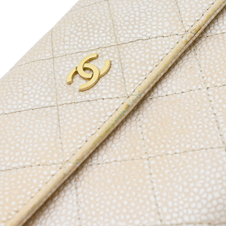 CHANEL | Nude Pearly Quilted Caviar Leather Continental Wallet