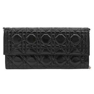Black Lady Dior Patent Cannage Chain Clutch
