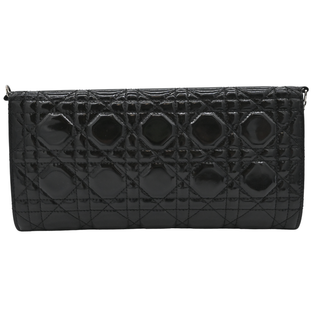 Black Lady Dior Patent Cannage Chain Clutch