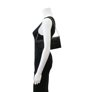 Black Lady Dior Patent Cannage Chain Clutch