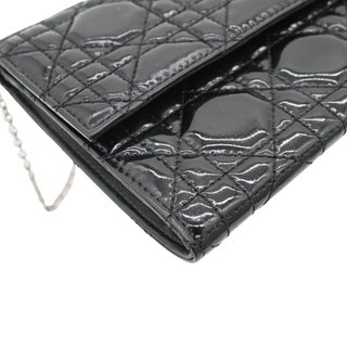 Black Lady Dior Patent Cannage Chain Clutch