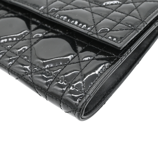 Black Lady Dior Patent Cannage Chain Clutch