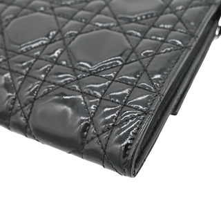 Black Lady Dior Patent Cannage Chain Clutch