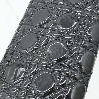 Black Lady Dior Patent Cannage Chain Clutch
